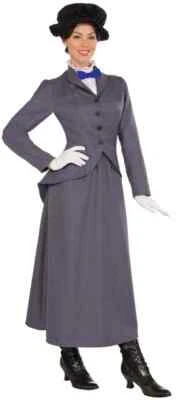 English Nanny Mary Poppins Magic Disney Fancy Dress Up Halloween Adult Costume - Image 1 of 2