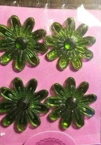CraftbuddyUS DBG03OGR Set of 4 Daisies OLIVE GREEN,Self Adhesive Gems,DIY, Cards - Picture 1 of 2