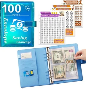 100 Envelopes Money Saving Challenge Binder, A5 Money Saving book, Free shipping - Picture 1 of 6