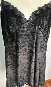 Cacique Velvet Camisole Chemise Plus 22 24 Sleeveless Lingerie Top Black Sequins - Picture 1 of 6