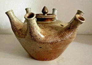 Rare Vintage Didier Cossin Studio Pottery Salt Glaze Multi Spout Teapot - Picture 1 of 8
