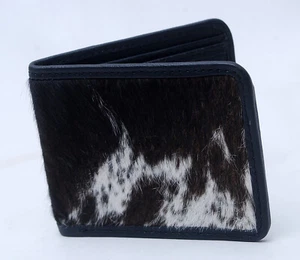 Cow hide Leather Men/Gent Purse Luxury HAIR ON Leather Card Holder Wallet-90 - Picture 1 of 3