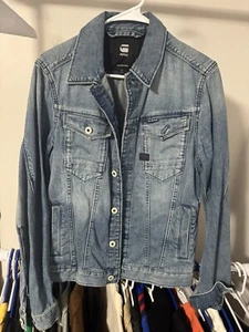 G-Star RAW 3D Constructed Restored Vintage Aged Slim Fit Denim Jacket Mens Small - Picture 1 of 9