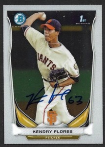 2014 BOWMAN CHROME BCP 82  Kendry Flores  SF GIANTS  SIGNED AUTOGRAPH AUTO COA