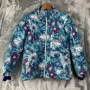 Kamik Ski Snow Boarding Jacket Girls 12 Insulated Ink Splatter Print Blue - Picture 1 of 16