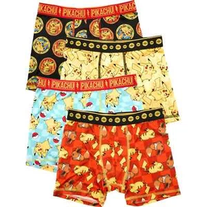 Boy's Pokemon Pikachu Eevee Cute Licensed Cartoon Boxer Brief Underwear - 4 Pack - Picture 1 of 5