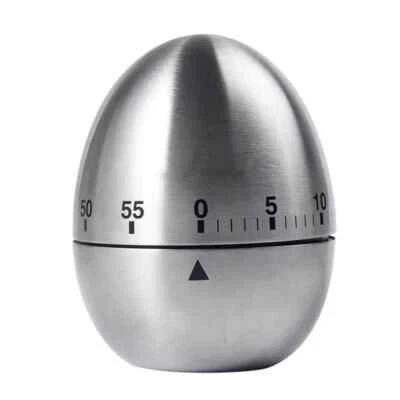 NEW Stainless Steel Creative Mechanical Rotate Timer Egg Shape Manual Countdown - Image 1 of 4