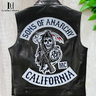 Sons Of Anarchy Leather Vest Motorcycle Biker Vest GENUINE COWHIDE LEATHER VEST - Image 1 of 3