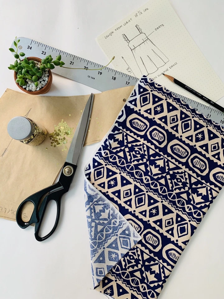 Tela Azteca Étnica Boho 100% Algodón Tela Azul Boho Tela Novajo Por Yarda Foto 1 de 4