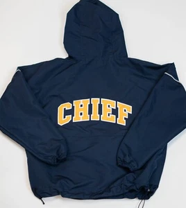 Vintage Navy Chief Dark Blue Yellow Windbreaker Jacket Size Large Embroidered - Picture 1 of 14