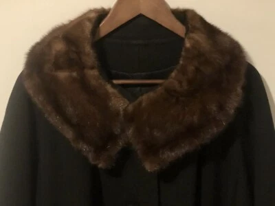 Vintage Forstmann Womens Black Textured Coat W/ Mink Collar - Image 1 of 4