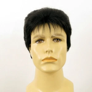 Peluca hombre cabello 100% natural negro DYLAN 1B - Picture 1 of 8