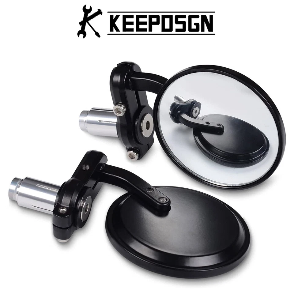 Espejos retrovisores redondos negros de 7/8" para motocicleta Honda Suzuki Yamaha Kawasaki ZY Foto 1 de 4