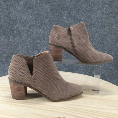 Botas Lucky Brand Mujer 10 M Pickla Botín Beige Cuero Puntera Redonda Bloque Foto 1 de 4