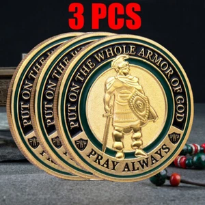 3 x Put On the Whole Armor Of God Commemorative Collection Challenge Coins Gift - Picture 1 of 3