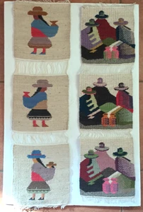 South American Wall Hangings 2 Handmade Folk Art Woven Wool Tapestry - Picture 1 of 6