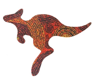 FRIDGE MAGNET - KANGAROO - MADE IN AUSTRALIA - ABORIGINAL ART - ALISON, ORANGE - Bild 1 von 2