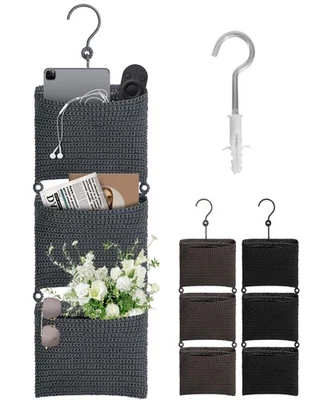 Cesta de pared colgante de 3 niveles para revista sobre la puerta con ganchos Boho guardería Foto 1 de 4