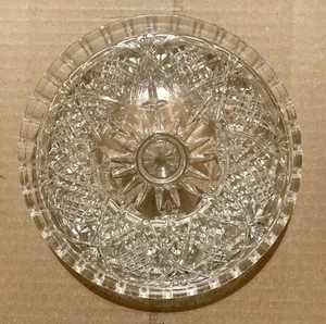 SCHWER GESCHLIFFENES BLEIGLAS VINTAGE RUND BONBONIERE MIT GLASDECKEL STARBURST MITTE - Bild 1 von 7