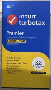 2024 Intuit TurboTax Premier Tax Software Fed State Win & Mac - Picture 1 of 5