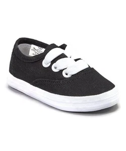 Black Canvas Oxfords Pitter Patter Boys Girls Infant Toddler 1-10 NEW - Picture 1 of 1