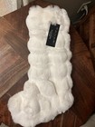 Tahari Christmas Stocking Carved Faux Fur White Luxe 22 inch Holiday Decor NEW