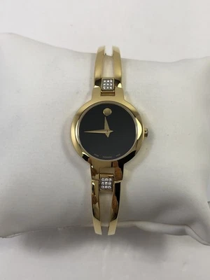 Movado Amorosa Diamond Quartz Gold Tone Steel Ladies Bangle Watch 0607155 - Image 1 of 4
