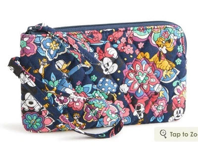 Vera Bradley Essential Muñequera con Cremallera Mickey & Friends Divertida Cartera Floral Azul Marino Foto 1 de 4