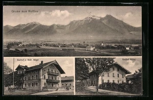 Rottau, Gasthof v. Andr. Hilger, Gasthof Hütter, Panorama, Ansichtskarte  - Picture 1 of 2