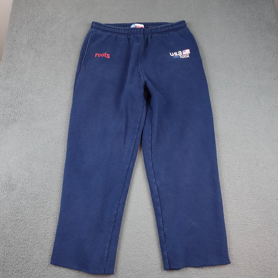 Calça de Moletom Masculina Vintage 2002 Equipe Olímpica dos EUA Grande Azul Marinho Raízes Lã - Imagem 1 de 4