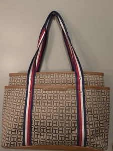 Tommy Hilfiger Monograma Bolso de Mano Cartera Rojo/Blanco y Azul Asa. - Imagen 1 de 12