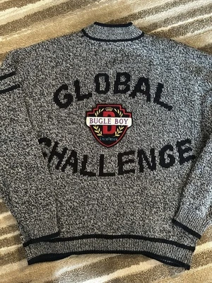VINTAGE Bugle Boy Global Challenge Cardigan Sweater Men Large grey 80s 90s - Image 1 of 3
