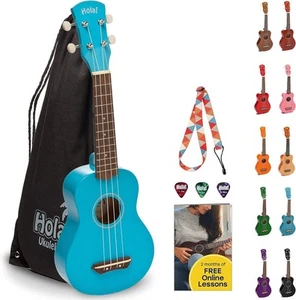 Hola! Music 21in Maple Soprano Ukulele w/Bag & More - Light Blue - Picture 1 of 5