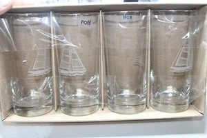 ROLF GLASS  --   SAILBOAT   --   HIGHBALL TUMBLERS   --  4 - Picture 1 of 4