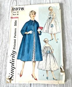 VTG 1958 Simplicity Primer #2378 Sewing Pattern Formal Coat Duster Coat Size 12 - Picture 1 of 10