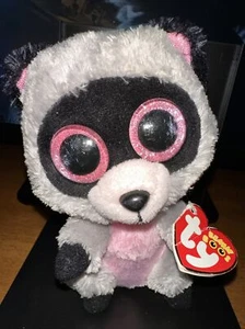 NEW Ty Beanie Boos - ROCCO the Raccoon 6 Inch MINT CREASED TAG Clean pink grey - Picture 1 of 14