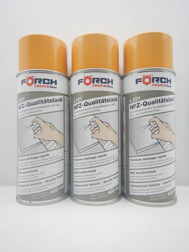 3x Förch L221 Liebherr gelb hochglänzend Spraydose 400ml