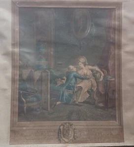 GRAVURE ANCIENNE L'HEUREUX MOMENT Nicolas DELAUNAY d'ap Nicolas LAVREINCE XIXème - Photo 1/2