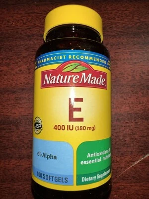 Nature Made Vitamina E 180 mg 400 UI dl-Alfa Suplemento Dietético 02/29 ¡FRESCO! Foto 1 de 2