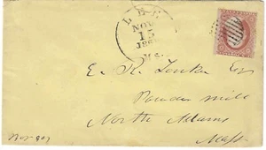 US Sc# 25 ,T 1, Perf.15,dull red 3ct Washington on cover DPO, Grid fancy cancel - Picture 1 of 3
