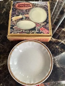 VTG Americana Hearthside Stoneware Japan Soup Bowl Plate Set of 2 NOS Orig Box - Picture 1 of 8