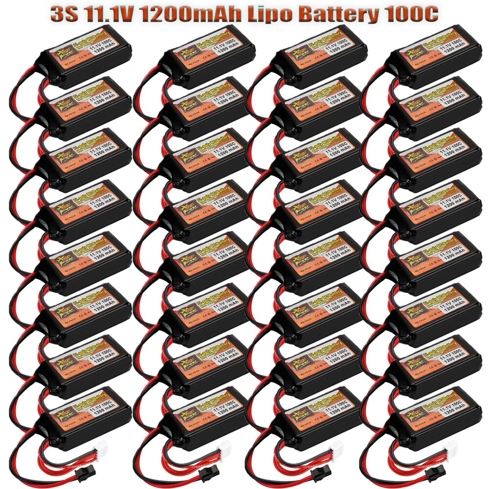 3S 11,1V 1200mAh LiPo-Batterie 100C mit SM-Stecker und JST-XH 4-poligem Stecker - Bild 1 von 4