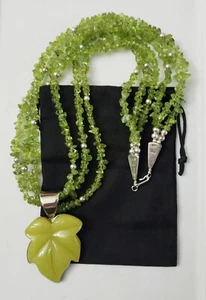 Jay King DTR Peridot 24" Halskette & Blatt Anhänger 925 Sterling Silber, SIGNIERT - Bild 1 von 7