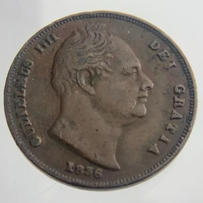 Moneda circulada 1836 Gran Bretaña One 1 Farthing KM# 705 BB035 Foto 1 de 4