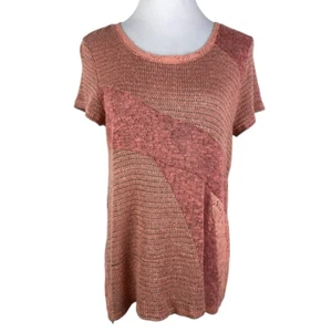 New Directions Peach Lace Knit Short Sleeve Sweater Women's XL - Picture 1 of 7