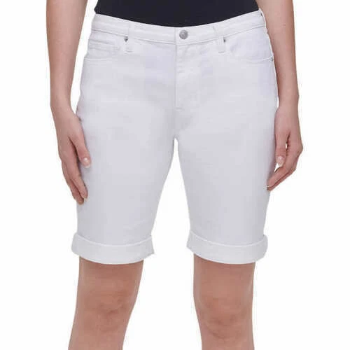 DKNY Jeans Size 10 White Rolled Leg Bermuda-long Shorts
