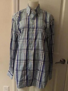 MENS ETRO WHITE/PURPLE/BLUE/GREY PLAID BUTTON DOWN SHIRT SIZE 39 - Picture 1 of 4