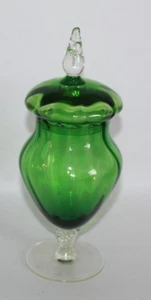 VINTAGE EMPOLI GLAS 70er JAHRE GRÜN GLAS BON BON / SÜSSIGKEITENGLAS & DECKEL - Bild 1 von 7