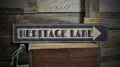 Custom Lake House Direction Arrow Sign -Rustic Hand Made Vintage Wood - Image 1 of 2