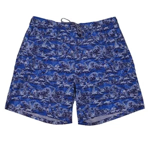 NEW Peter Millar Crown Swim Trunks M Blue Stormy Pour Drinks Mesh Liner $100 - Picture 1 of 9